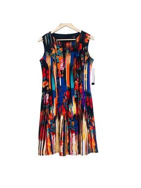 NWT ILE New York Sleeveless Abstract Spring Dress 8 Multicolor Stretch Vibrant